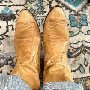 Vintage Dingo Tan Heeled Slouchy Boots Buttery Leather